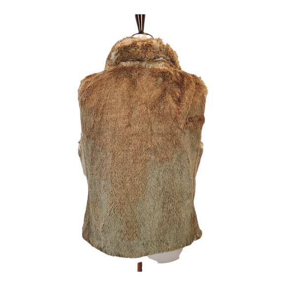 ANN TAYLOR LOFT SZ 10 Brown/Tan Soft Faux Fur Zippered Vest - Picture 6 of 8